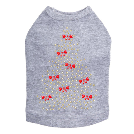 Gold Christmas Tree with Red Bows - Dog Tank