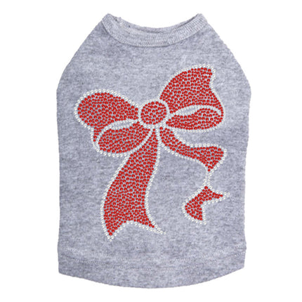 Red Rhinestone Bow - Dog Tank