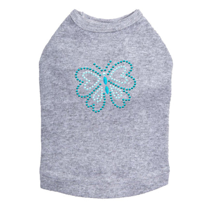 Blue Rhinestud Butterfly - Dog Tank