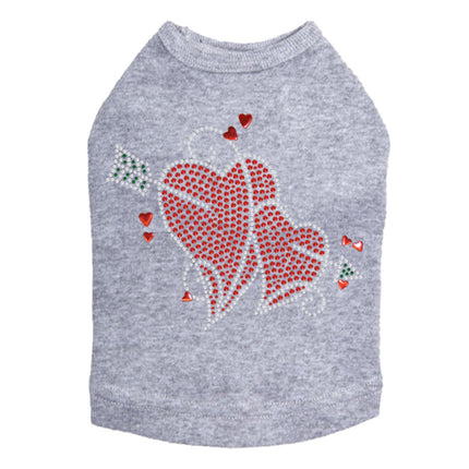 Red Rhinestone Hearts with Arrow - Dog Tank