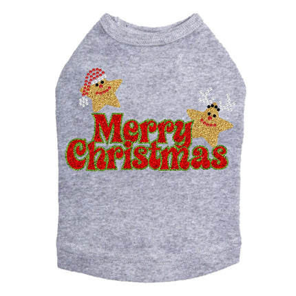 Merry Christmas Glitter Stars - Dog Tank