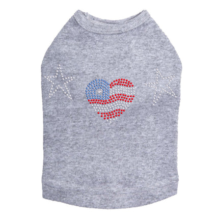 Patriotic Heart with Stars - Dog Tank