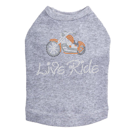 Live - Ride - Orange Motorcycle - Dog Tank