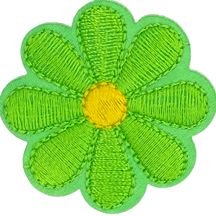 Green Daisy 8 Petal Flower - Patch