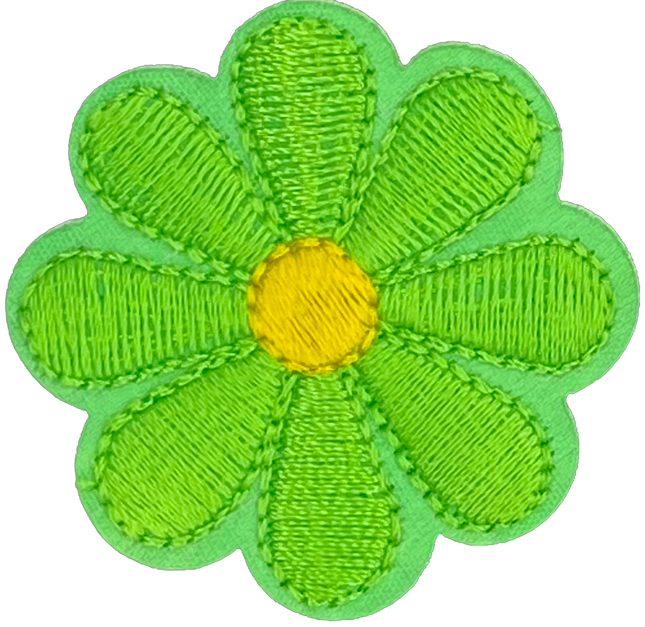 Green Daisy 8 Petal Flower - Patch