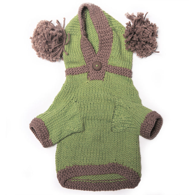 The Taylor - Green Hand Knit Dog Hoodie