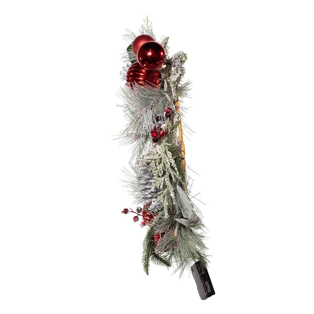 Kurt Adler 22-Inch Battery-Operated Red Berries, Balls and Silver Pinecone Wreath