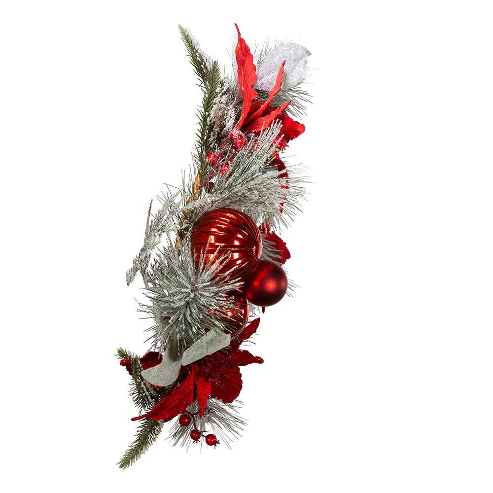 Kurt Adler 20-Inch Wreath with Red Berries and Poinsettia