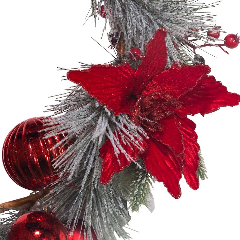 Kurt Adler 20-Inch Wreath with Red Berries and Poinsettia