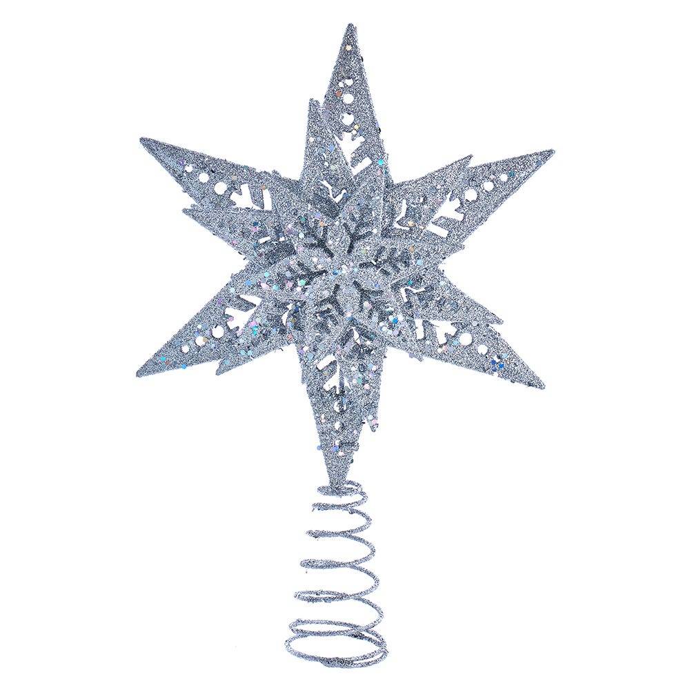 Kurt Adler 13-Inch Plastic Silver Glittered Snowflake Tree Topper