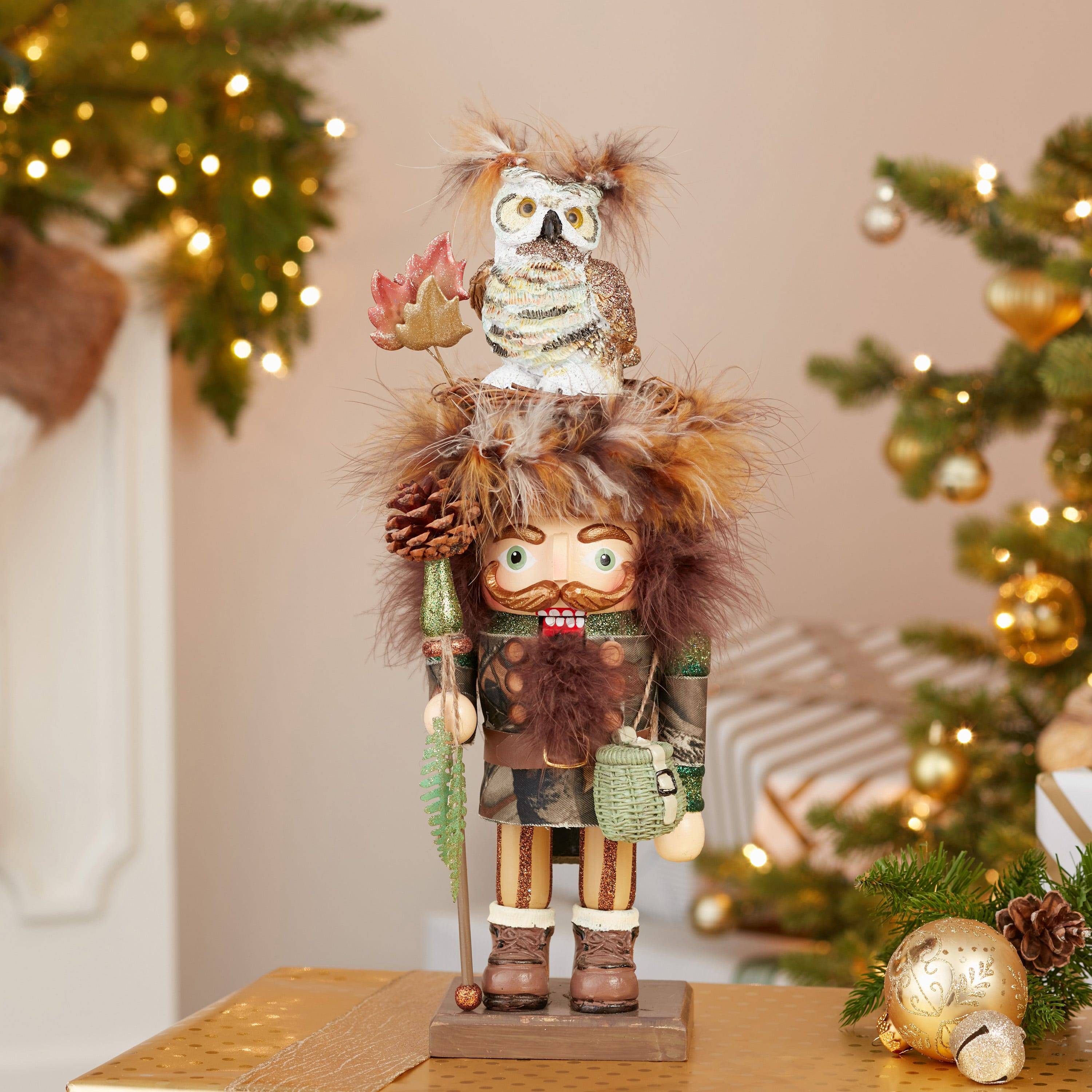 Kurt Adler 16-Inch Hollywood Woodsman Nutcracker with Owl Hat