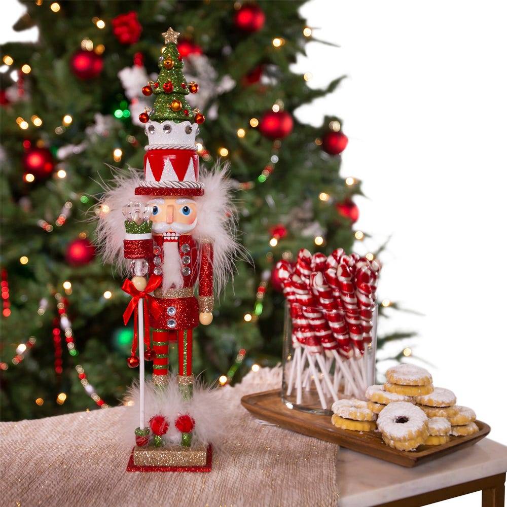 Kurt Adler 15-Inch Hollywood Red and Green Tree Hat Nutcracker