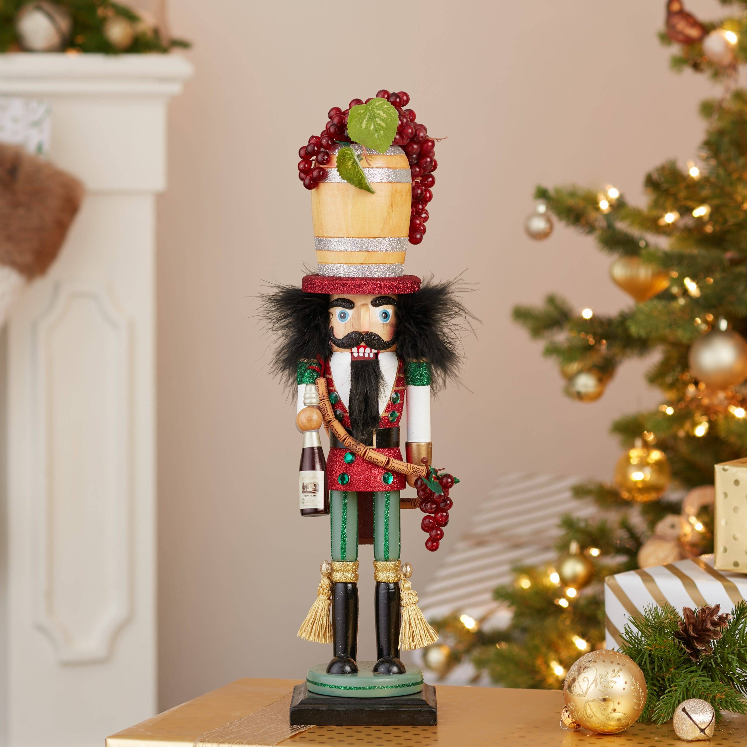 Kurt Adler 18.9-Inch Hollywood Wine Barrel Hat Nutcracker