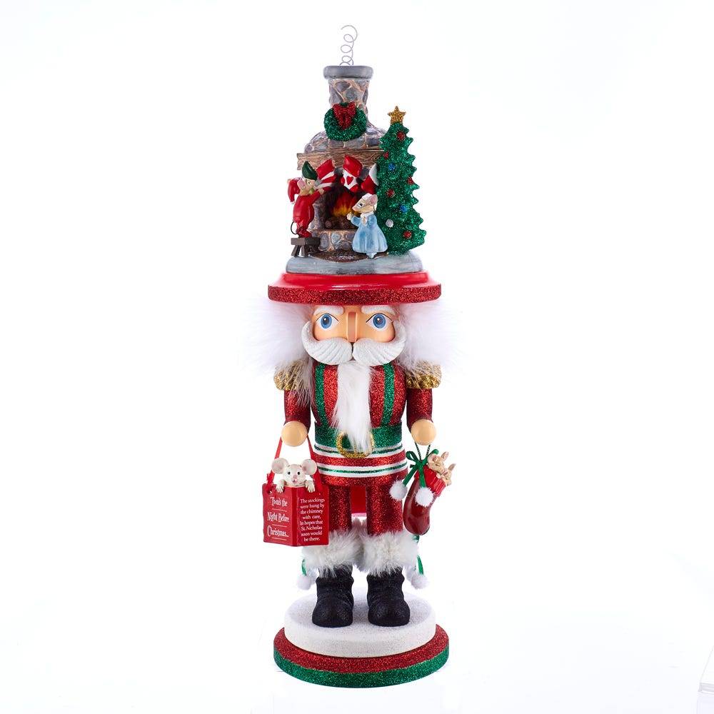 Kurt Adler 17.5-Inch Hollywood Stockings on Fireplace Nutcracker