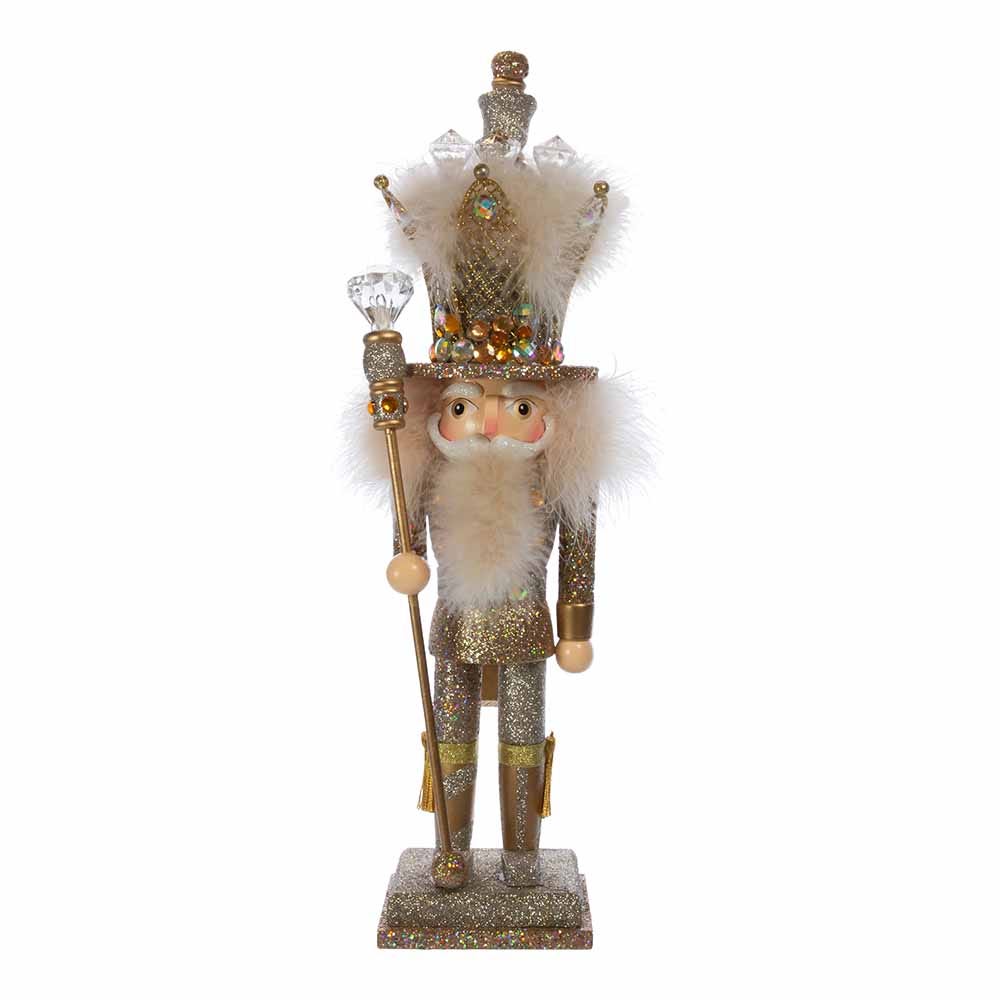 Kurt Adler 16-Inch Hollywood Platinum and Gold Glitter King Nutcracker