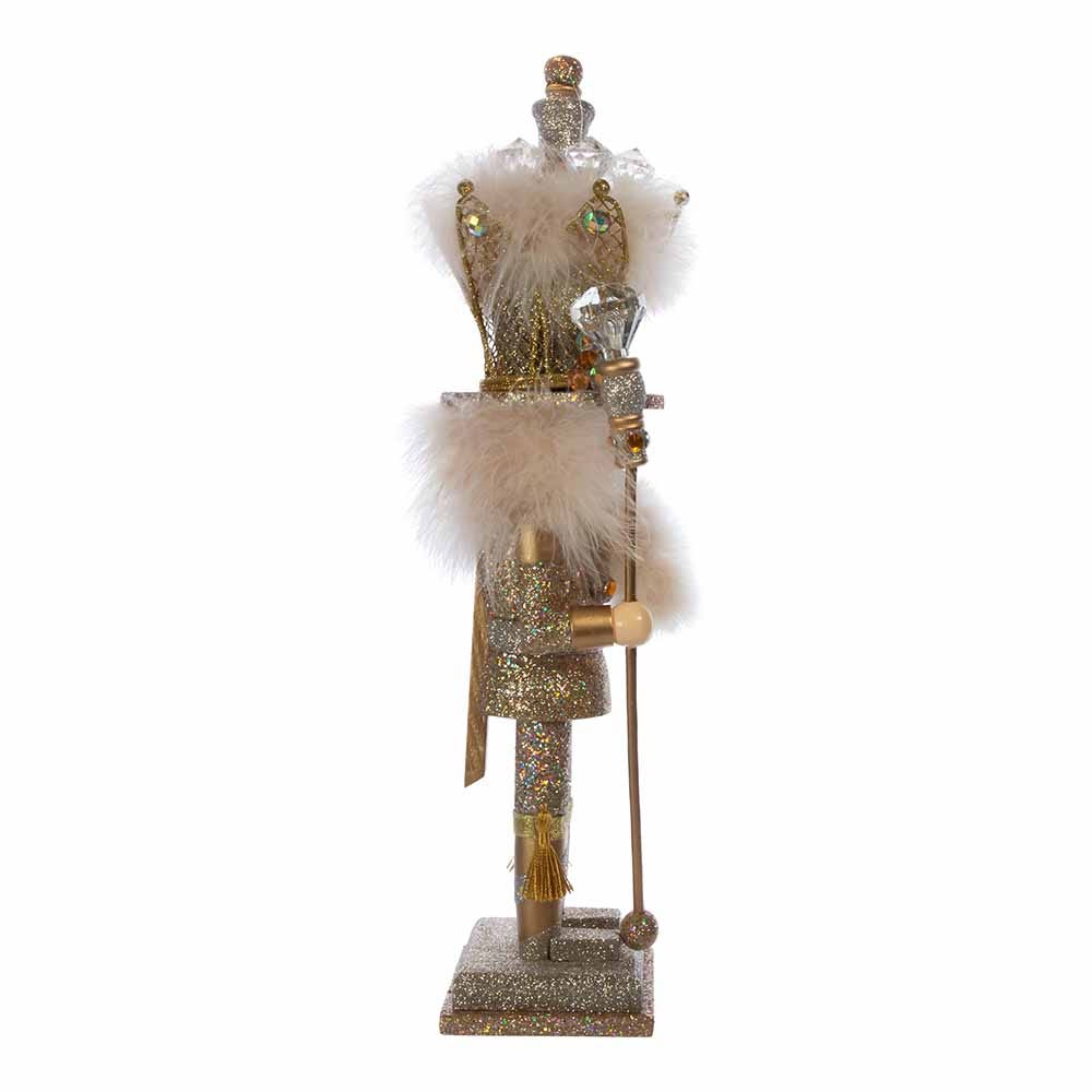 Kurt Adler 16-Inch Hollywood Platinum and Gold Glitter King Nutcracker