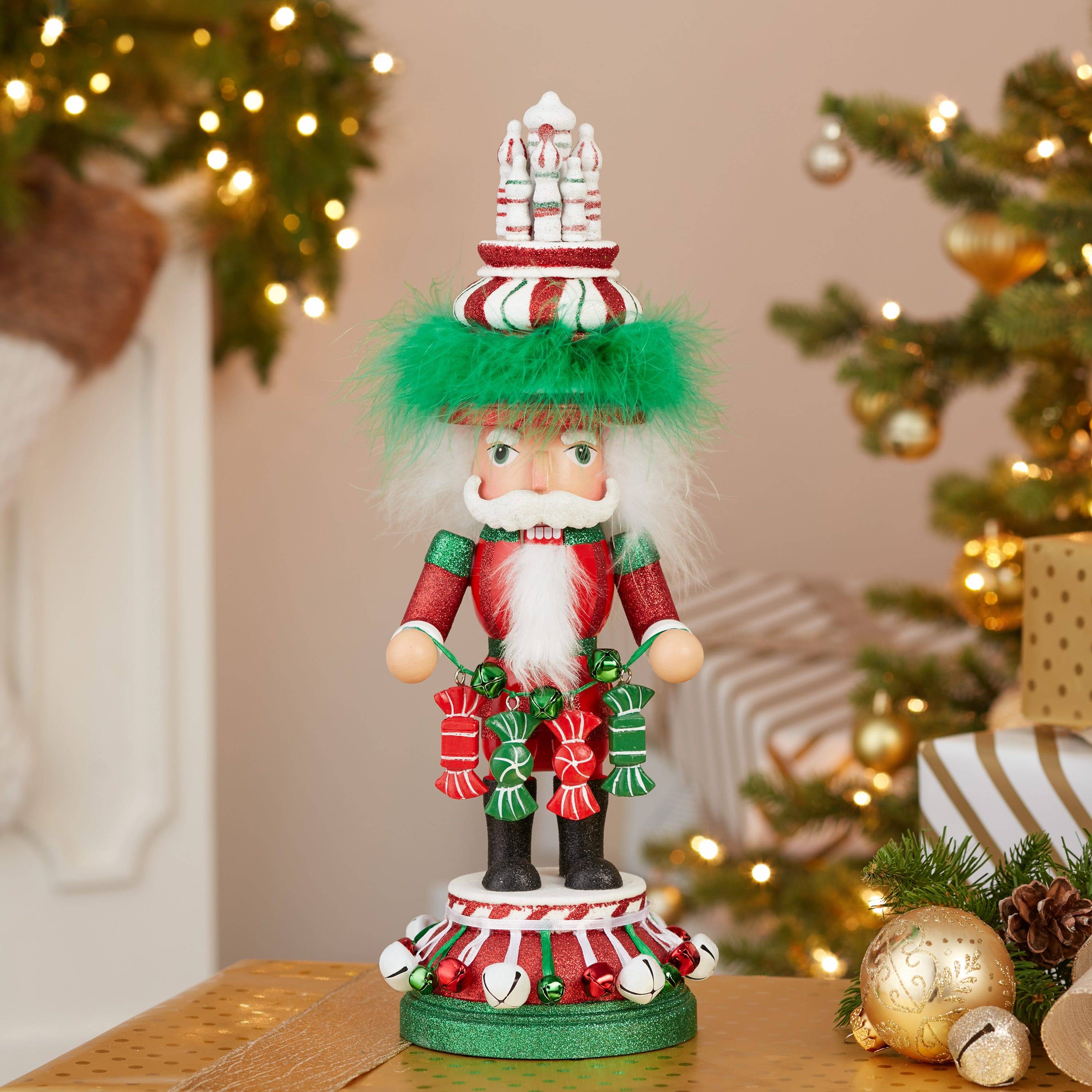 Kurt Adler 15-Inch Hollywood Nutcrackers Red, White and Green Candy Tower Hat Nutcracker