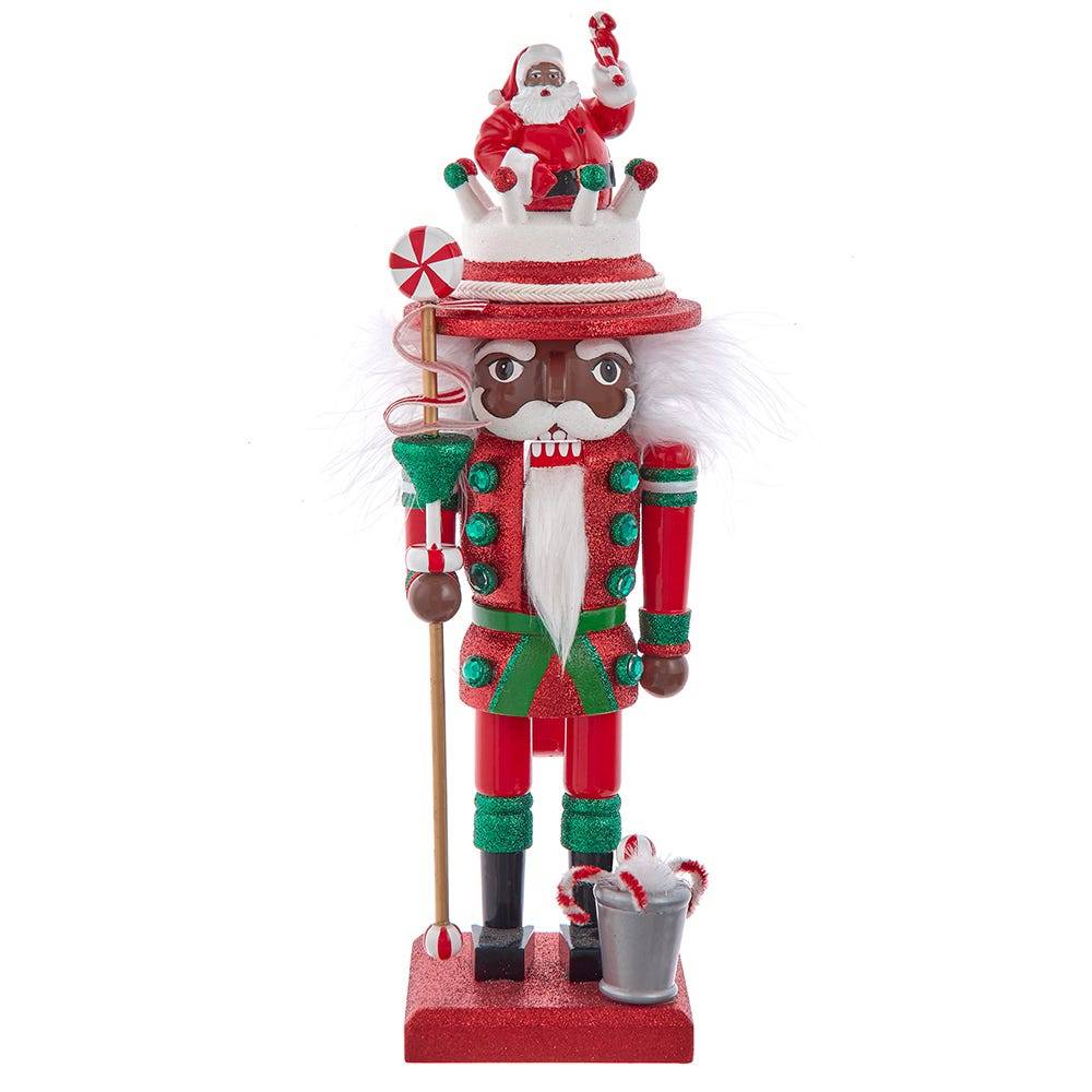 Kurt Adler 10-Inch Hollywood Black Nutcracker with Santa Hat