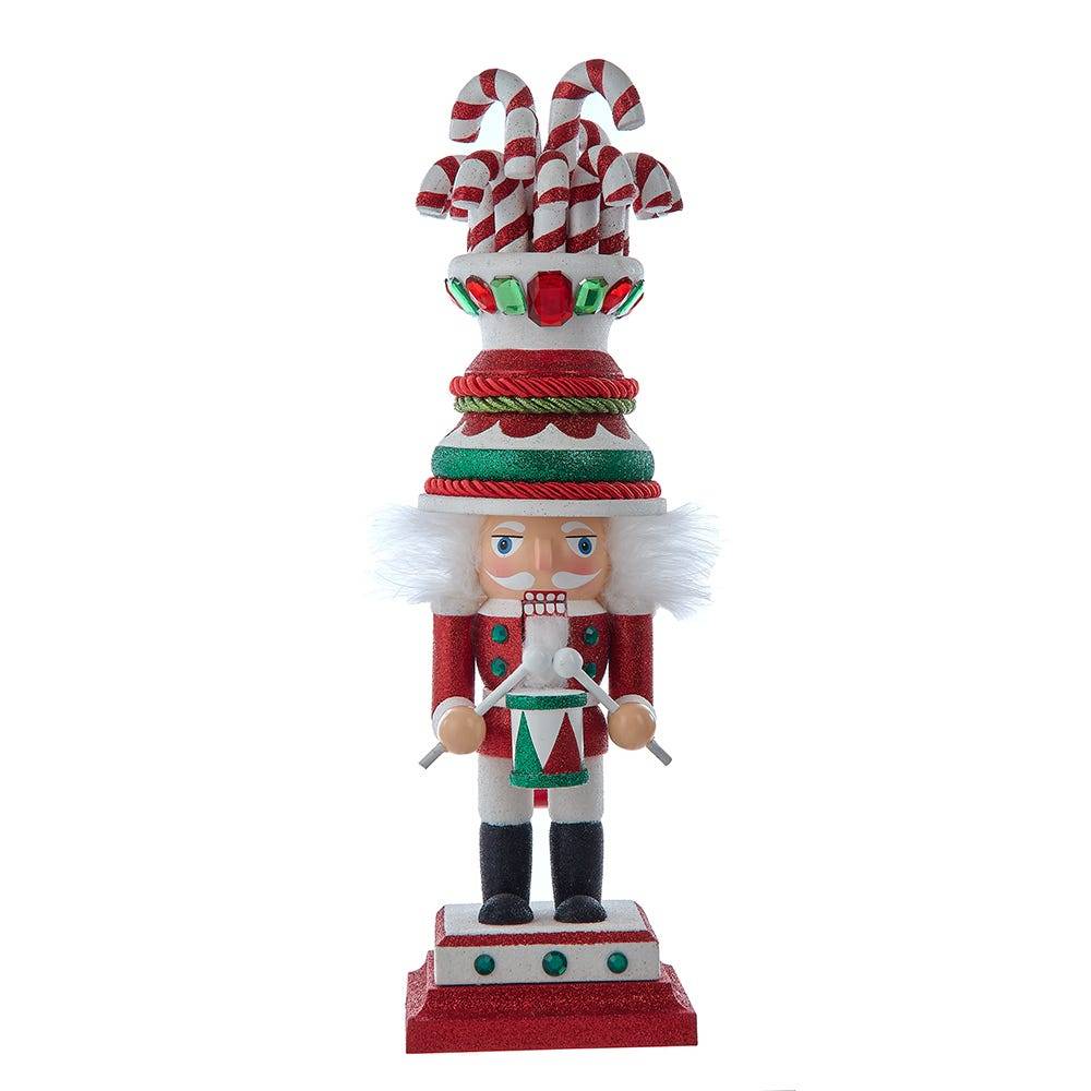 Kurt Adler 16-Inch Hollywood Nutcrackers Candy Cane Hat with Drum Nutcracker