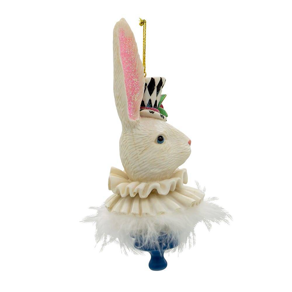 Kurt Adler 6.5-Inch Resin Hollywood Hats Rabbit Ornament