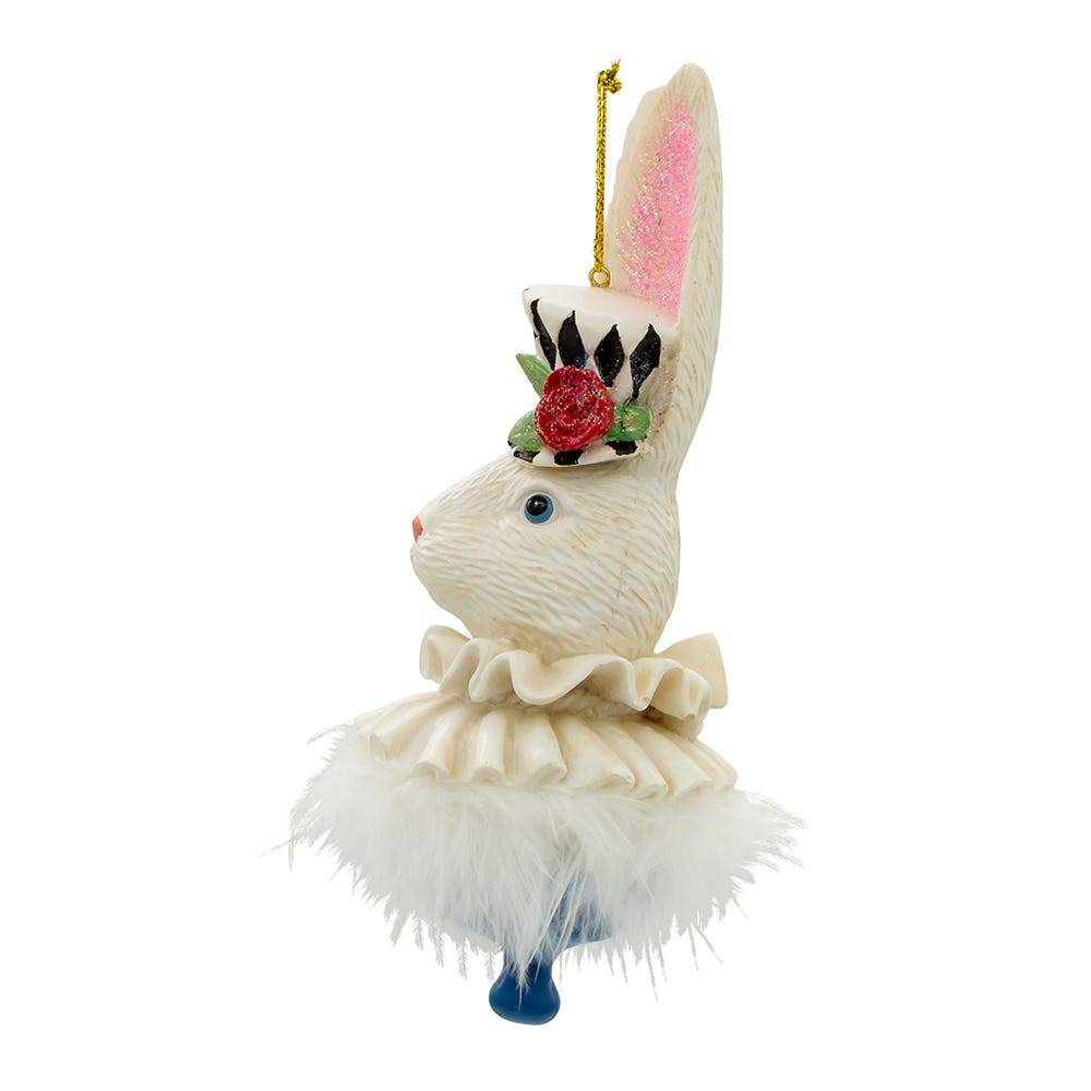 Kurt Adler 6.5-Inch Resin Hollywood Hats Rabbit Ornament