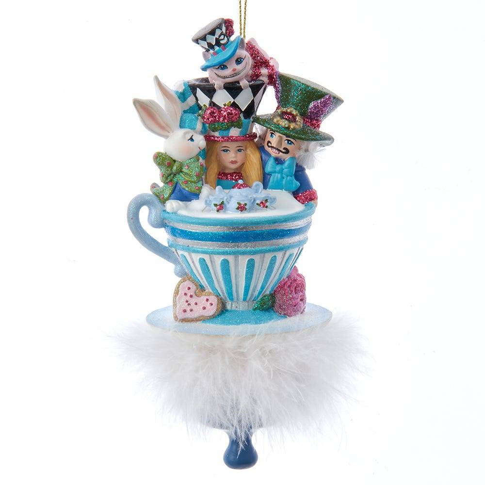 Kurt Adler 6.25-Inch Hollywood Hats Alice Teaparty Ornament