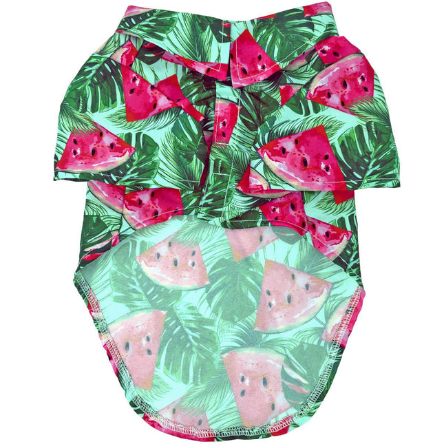 Hawaiian Camp Dog Shirt - Juicy Watermelon