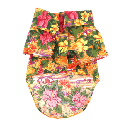 Hawaiian Camp Dog Shirt - Sunset Hibiscus