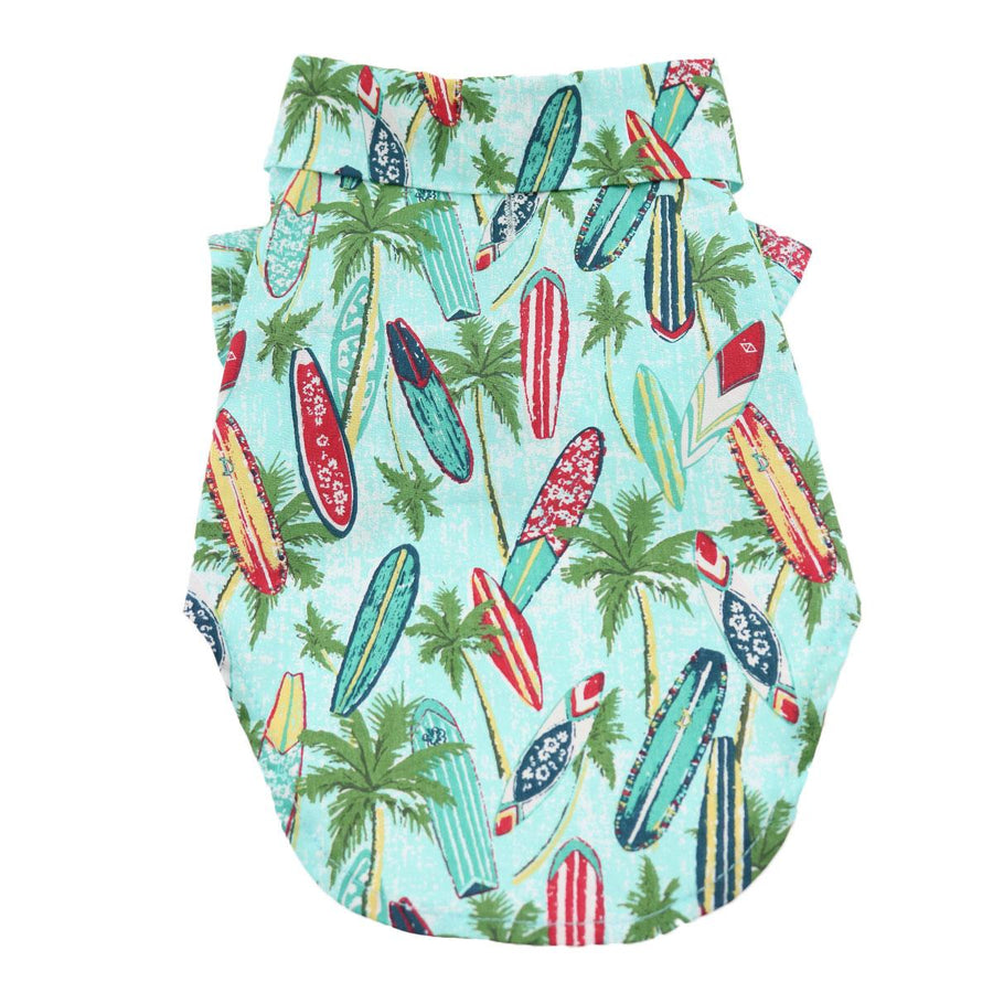 Hawaiian Camp Dog Shirt - Surfboards and Palms