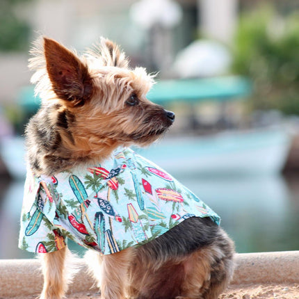 Hawaiian Camp Dog Shirt - Surfboards and Palms