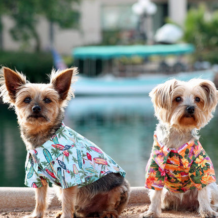 Hawaiian Camp Dog Shirt - Surfboards and Palms