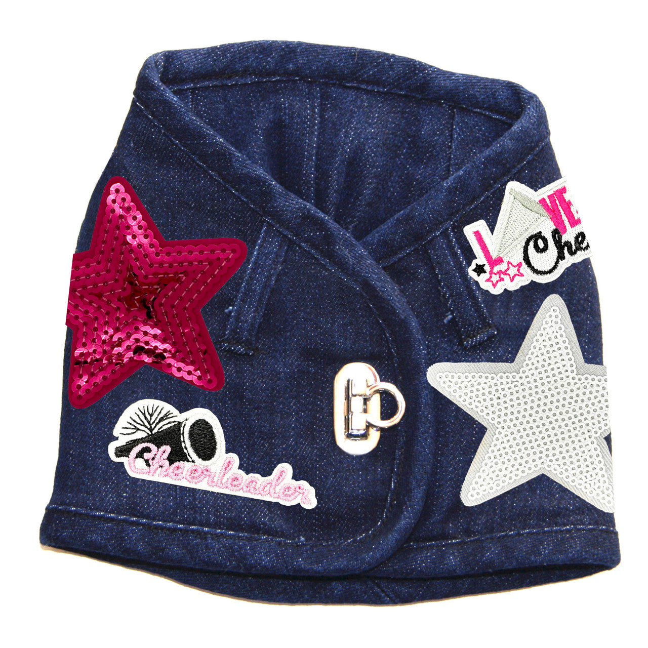 Cheerleader Denim Harness Vest Blue Hollywood Vest