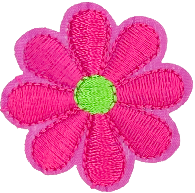 Hot Pink/Green Daisy 8 Petal Flower - Patch