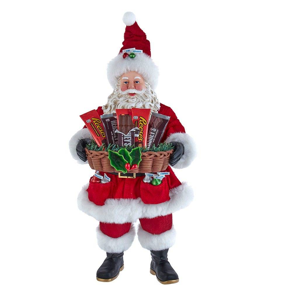 Kurt Adler Hershey Santa with Basket Tablepiece