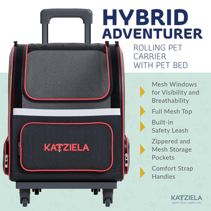 Hybrid Adventurer Pet Backpack with Removable Wheels and Telescopic Handle