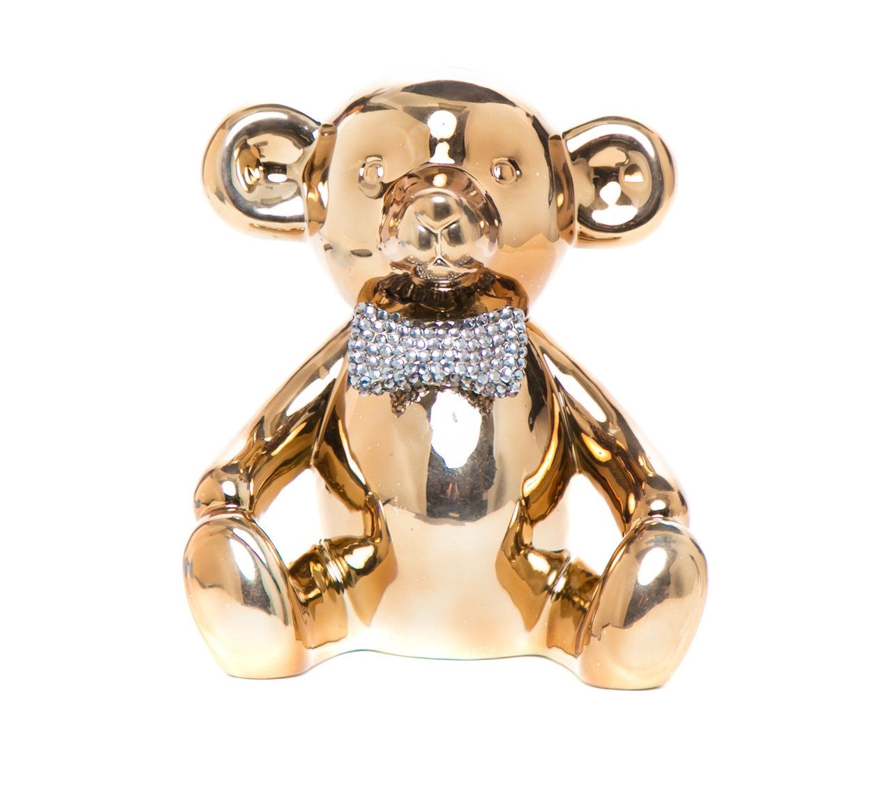 Bronze Bear with Rhinestone Bow Tie Bank - 8.5