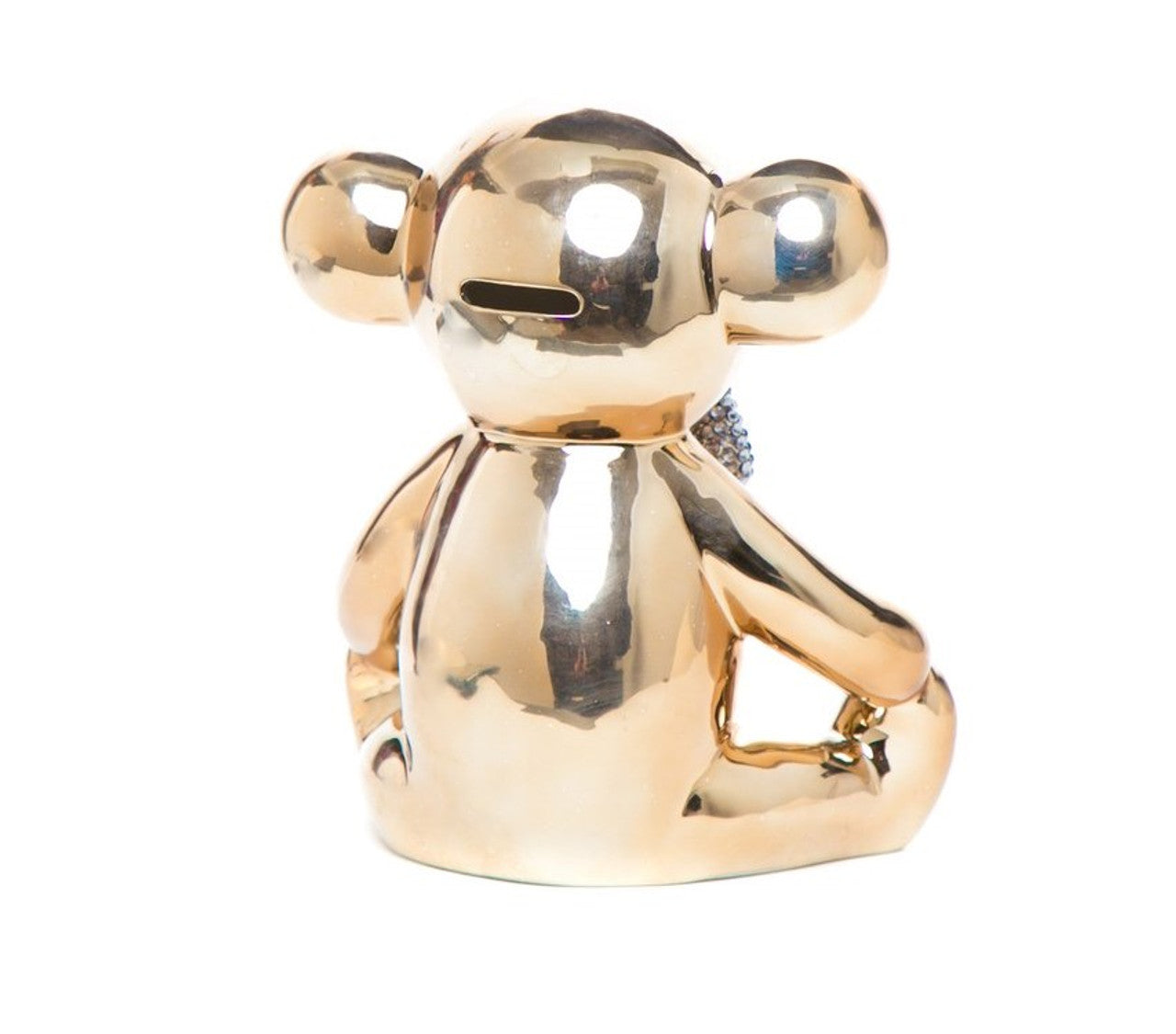 Bronze Bear with Rhinestone Bow Tie Bank - 8.5