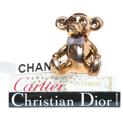 Bronze Bear with Rhinestone Bow Tie Bank - 8.5" tall