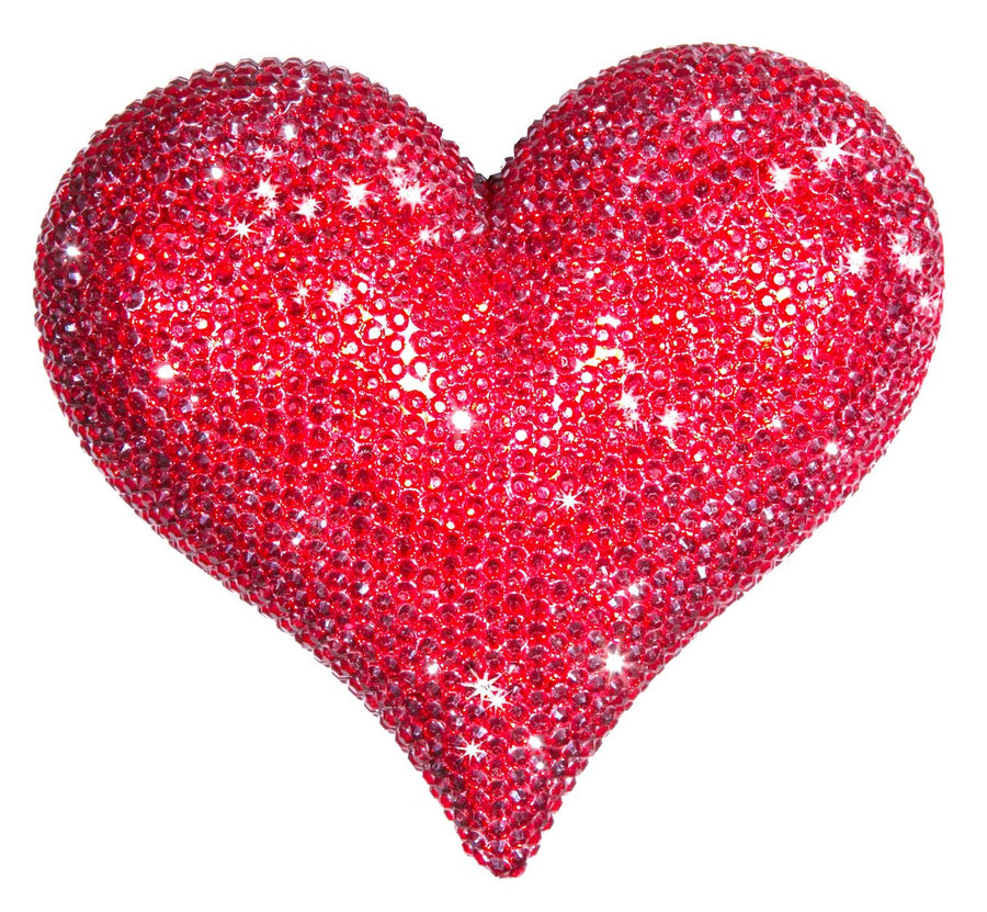 Red Rhinestone Love Heart - 7" wide