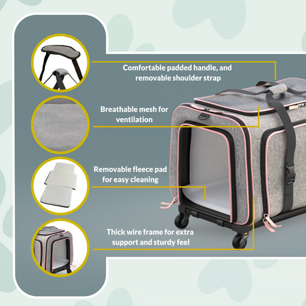 Katziela Rolling Rover Airline Compliant Expandable Wheeled Pet Carrier