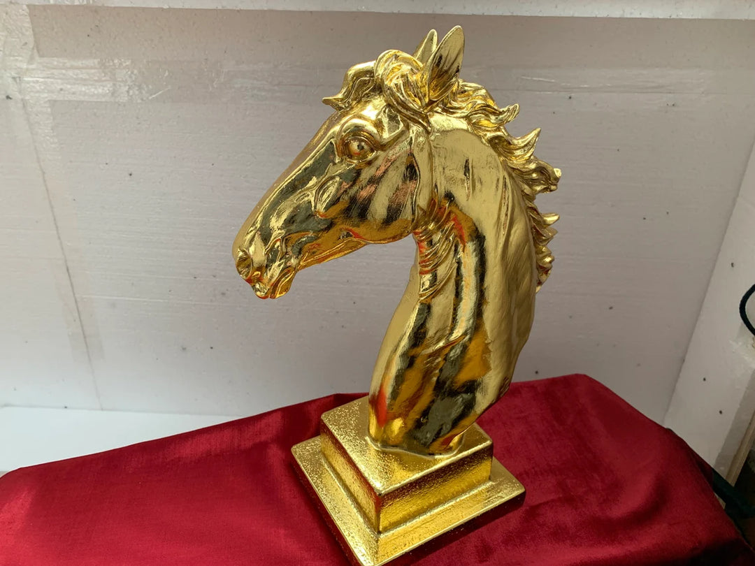 Golden Horse Head Sculpture