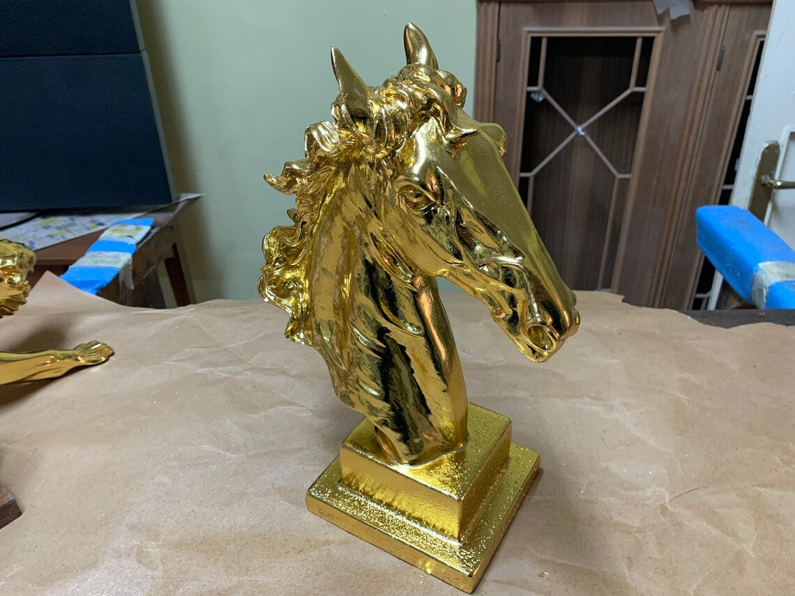 Golden Horse Head Sculpture