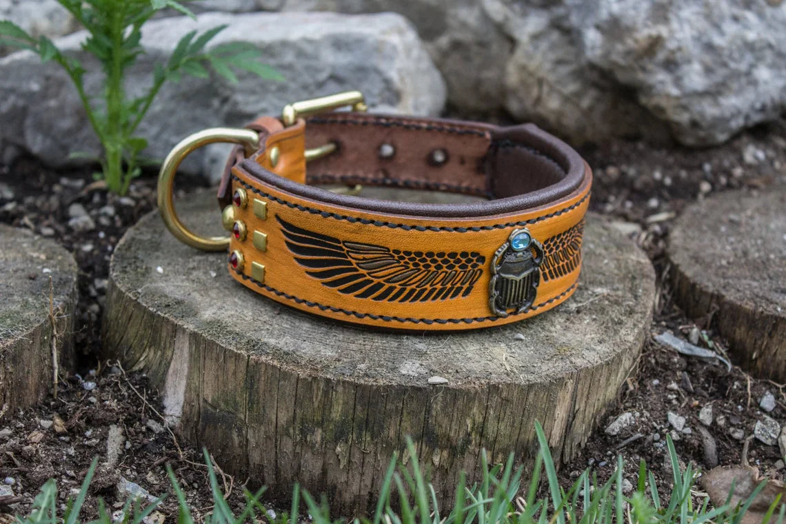 Khepri Leather Dog Collar