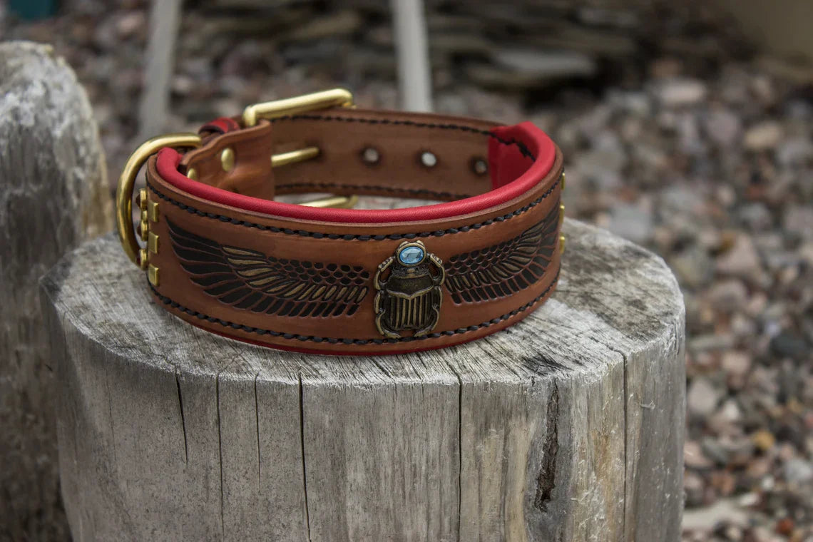 Khepri Leather Dog Collar