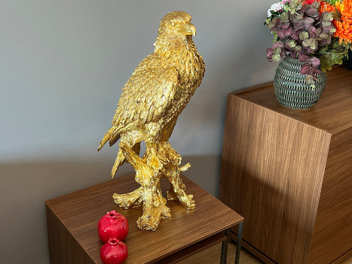 Gold Eagle on Perch Statue