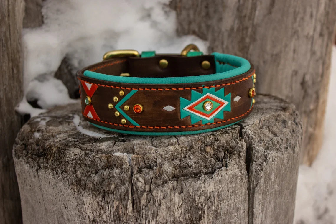 Western South-West Leather Dog Collar