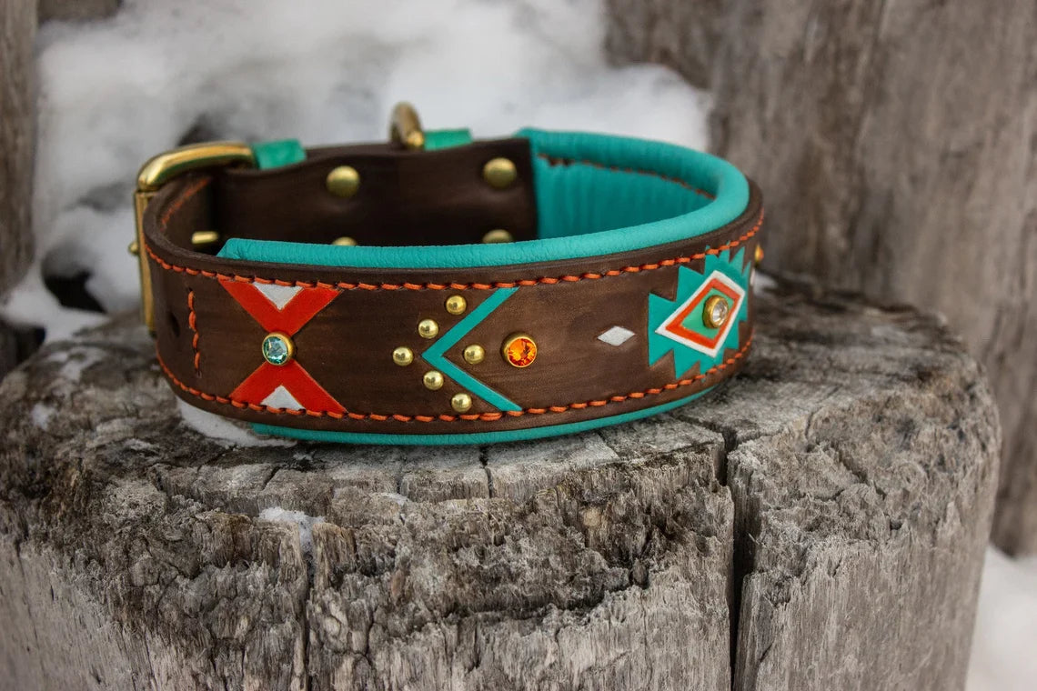 Western South-West Leather Dog Collar