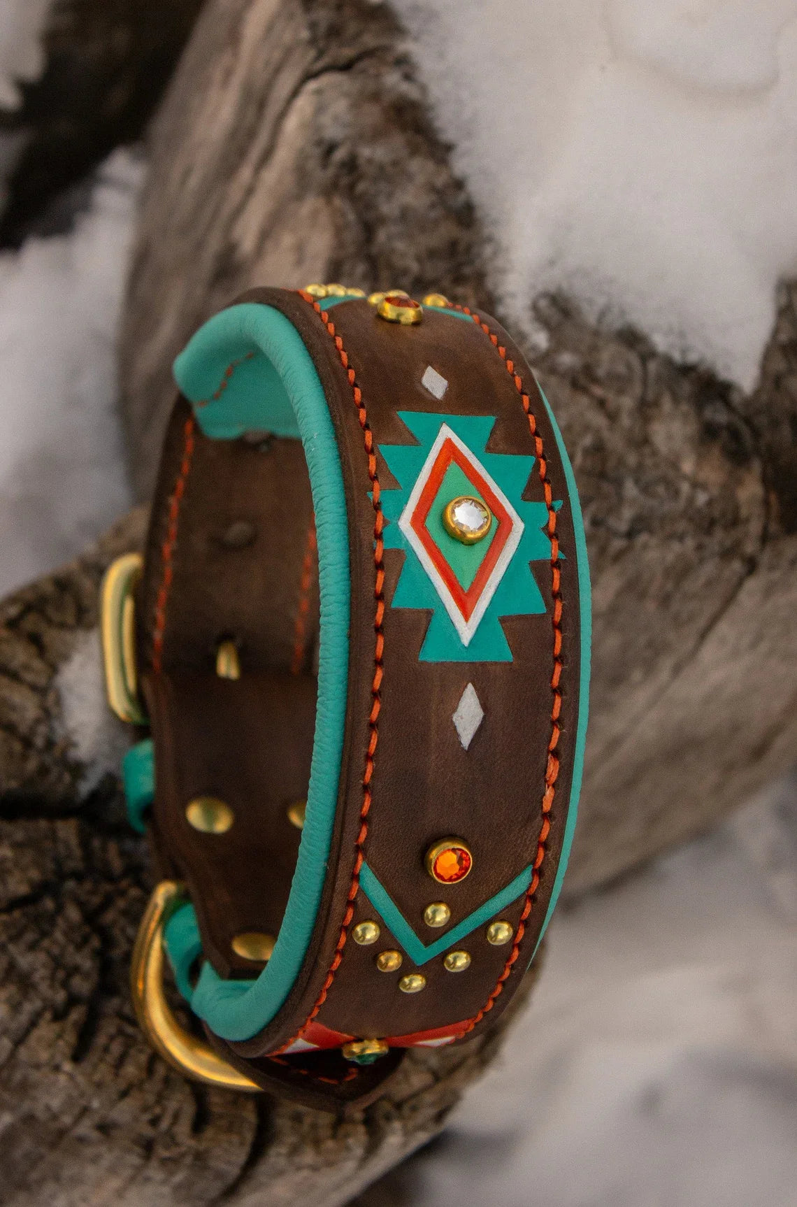 Western South-West Leather Dog Collar