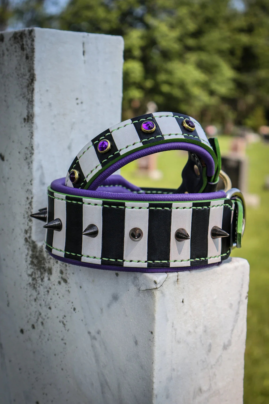 Goth Leather Dog Collar (Beetlejuice Inspired) 2