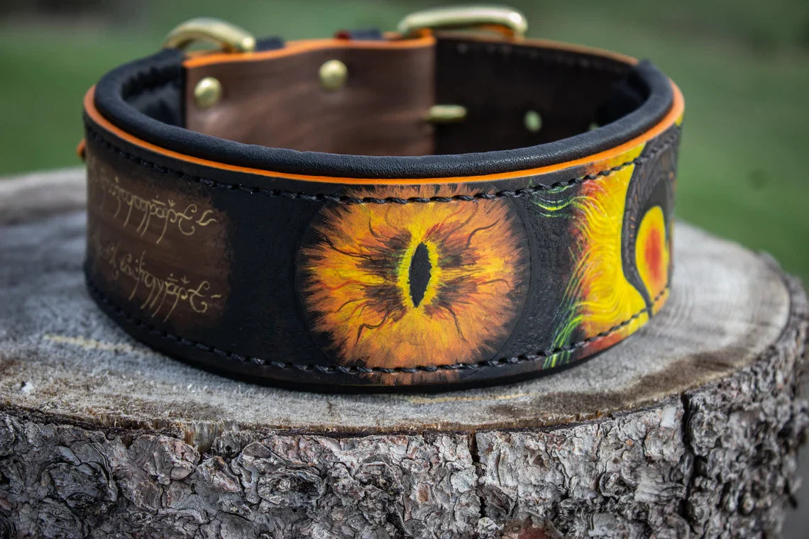 Lord of the Ring Inspired Leather Dog Collar HT Animal Supply